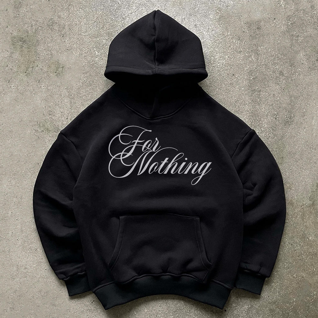 Nine Vicious For Nothing Album Hoodie: Y2K Boxy Black