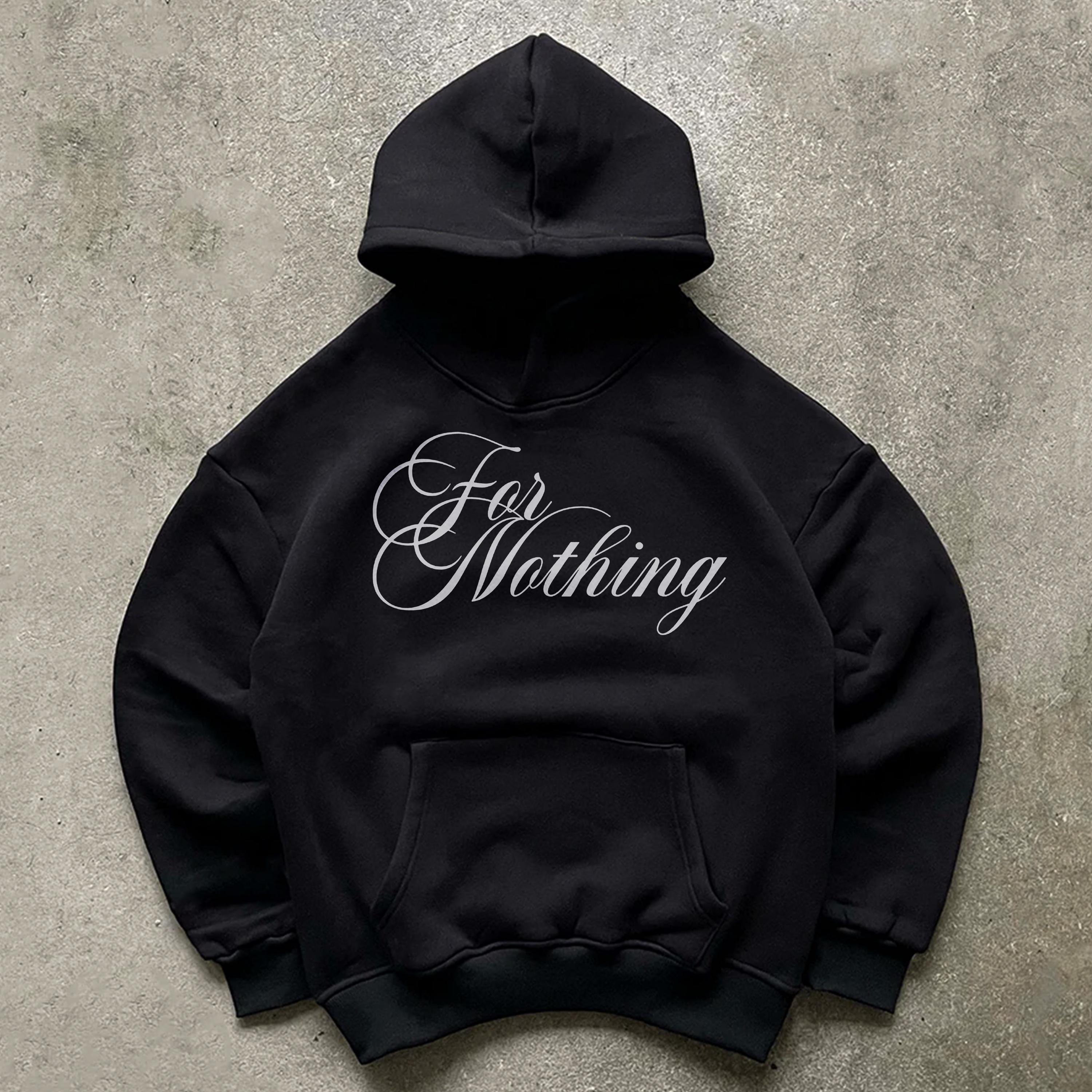 Nine Vicious For Nothing Album Hoodie: Y2K Boxy Black