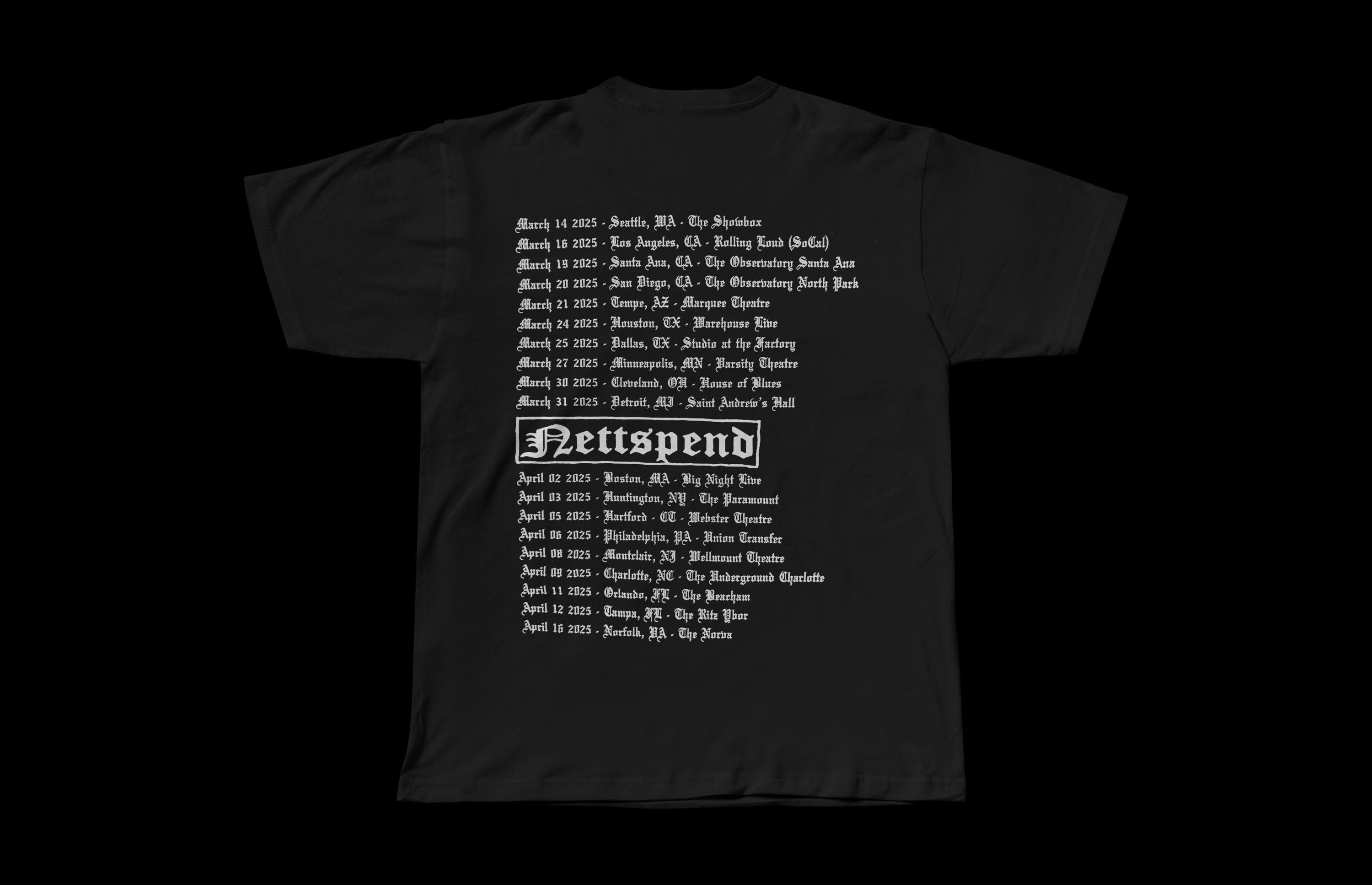 Nettspend Invert Tour “BAFK NETTSPEND” | Heavyweight Black Tee