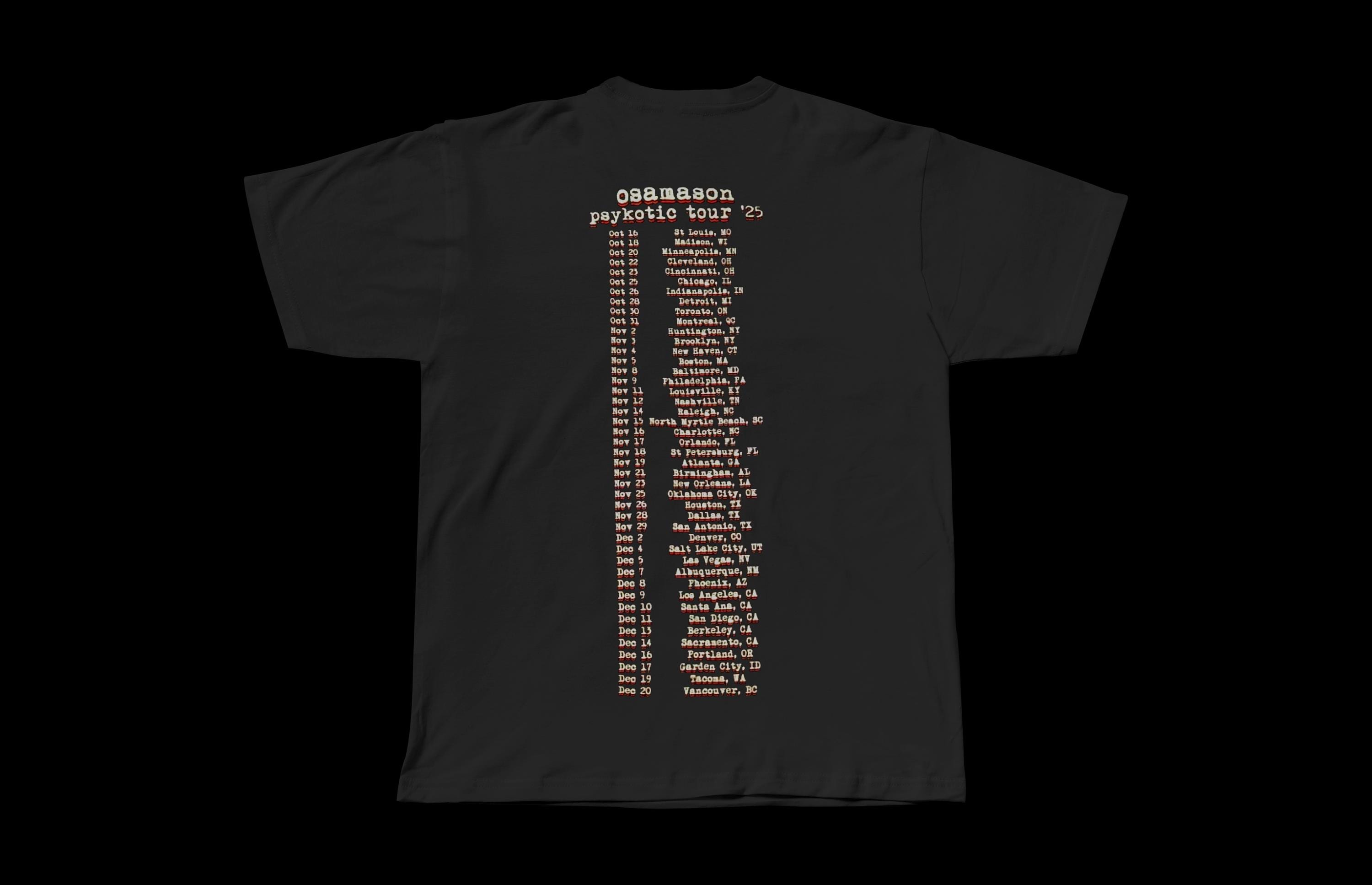 OsamaSon Skull Psykotic Tour Merch | Heavyweight Black Tee