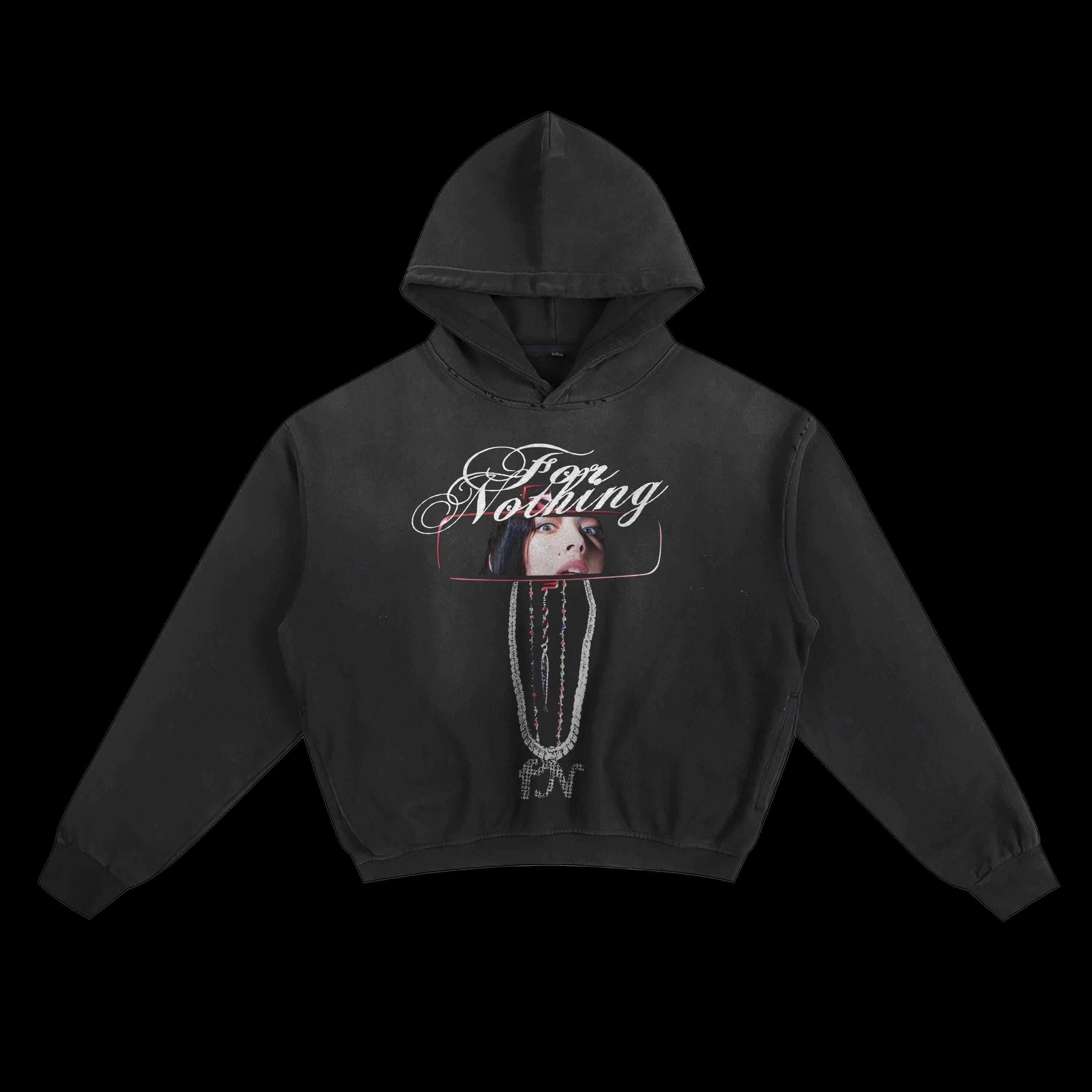 Nine Vicious For Nothing Album Hoodie: Y2K Boxy Black