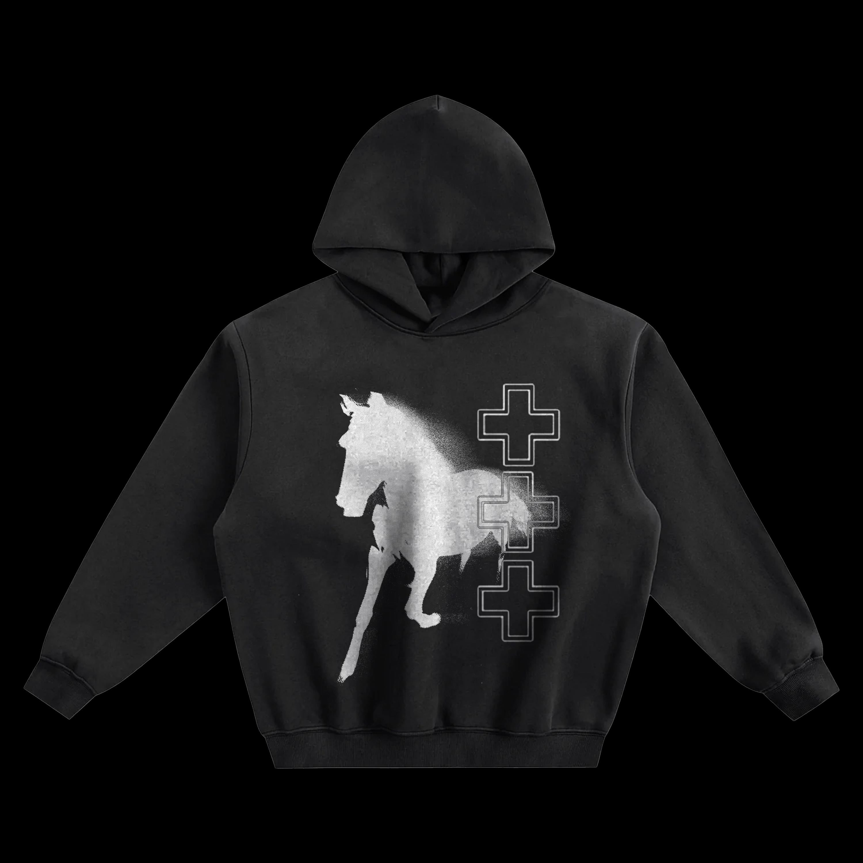 2hollis  Fleeced Boxy Hoodie | Black Heavyweight Streetwear