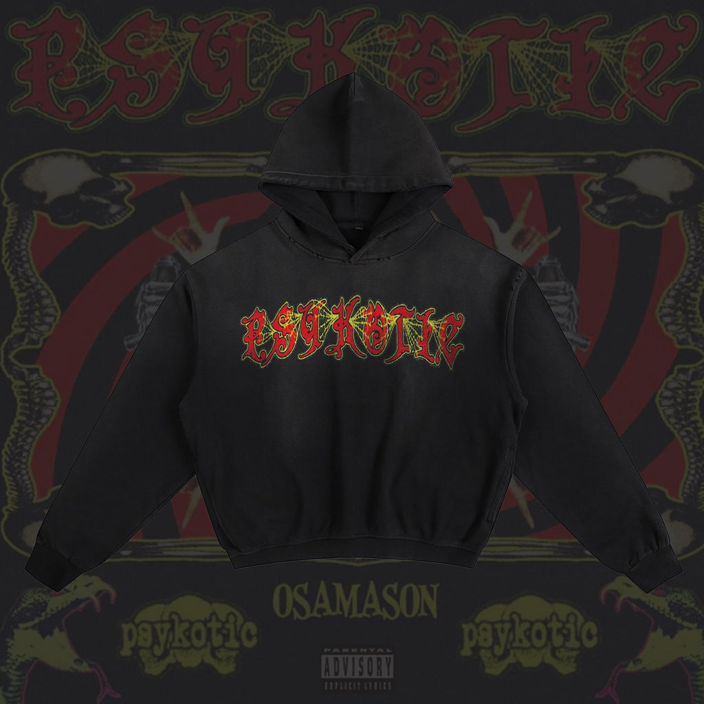 OsamaSon Psykotic Hoodie | Black Heavyweight, Double Sided Print