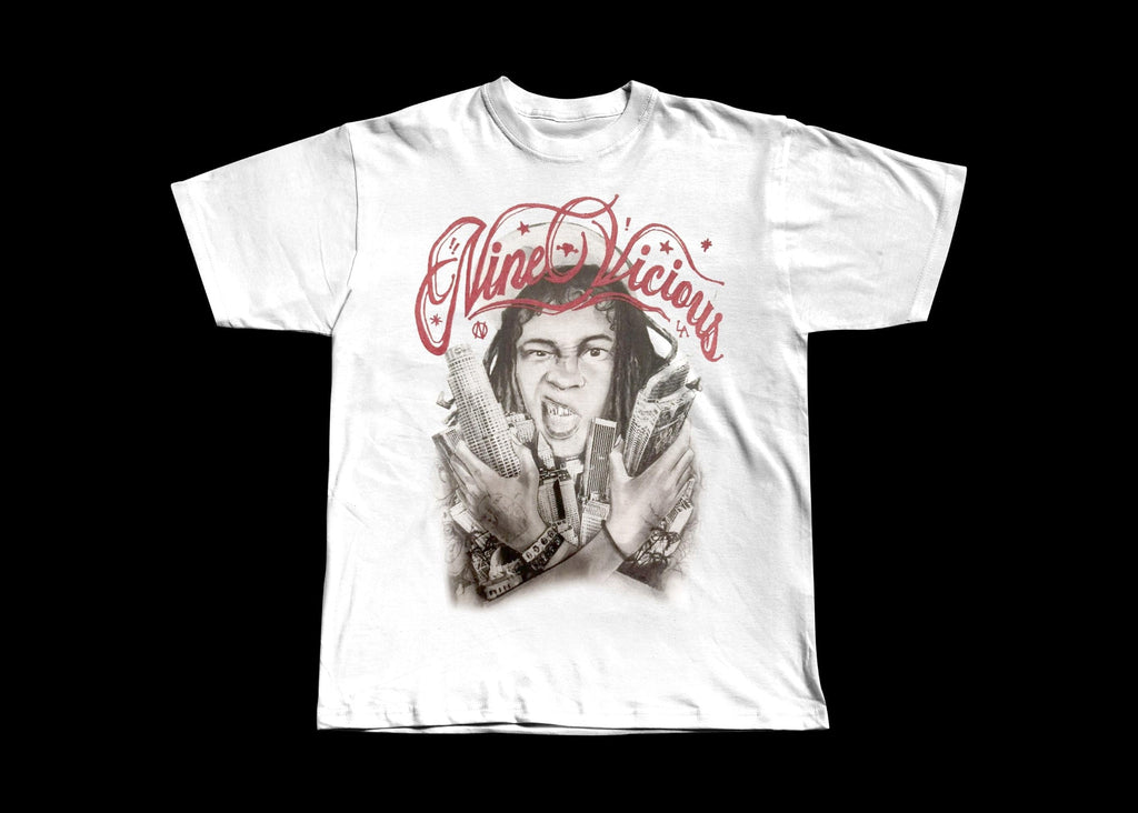 Nine Vicious La Show Merch | Heavyweight White Tee